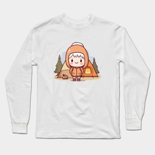 Kawaii camping girl Long Sleeve T-Shirt